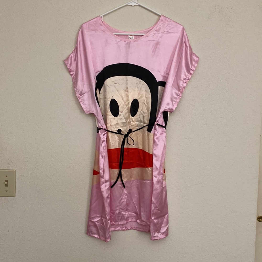 New. Satin big mouth Money sleep dress.  Waist tied. Thigh length